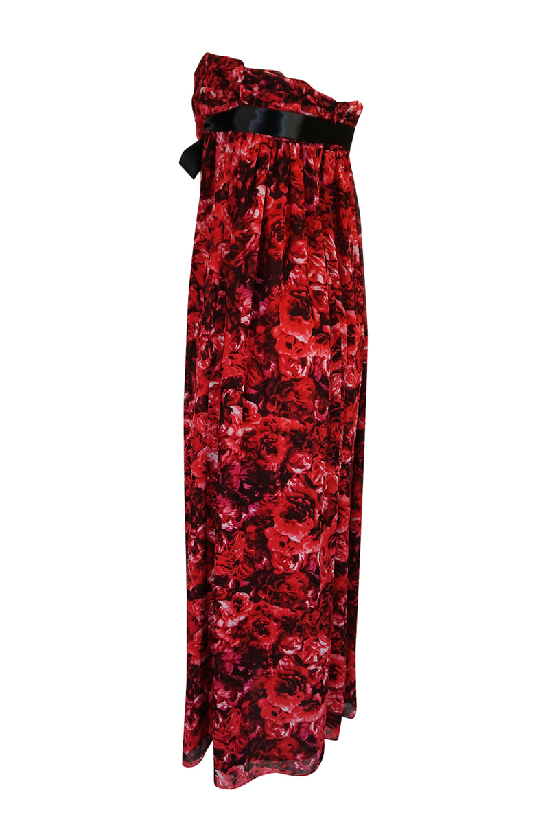 Recent Giambattista Valli Impulse Red Floral Strapless Dress