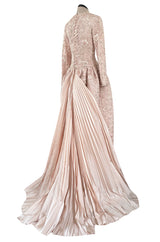 Fall 1994 Nina Ricci Haute Couture Metallic Cord Detailed Lace & Pink Silk Dress
