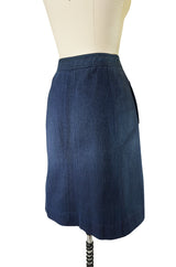 Fabulous 1970s Celine Denim Logo Snap Front Skirt