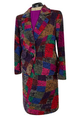 Fall 1991 Ady Couture Lausanne Yves Saint Laurent Haute Couture Copy Wool Patchwork Suit w Silk Top