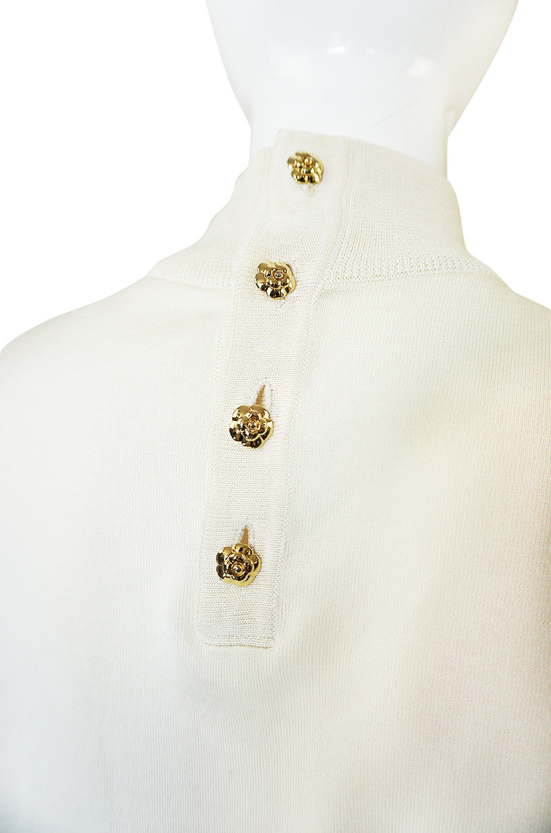 1990s Cream Chanel Cashmere & Silk Knit Shell Top