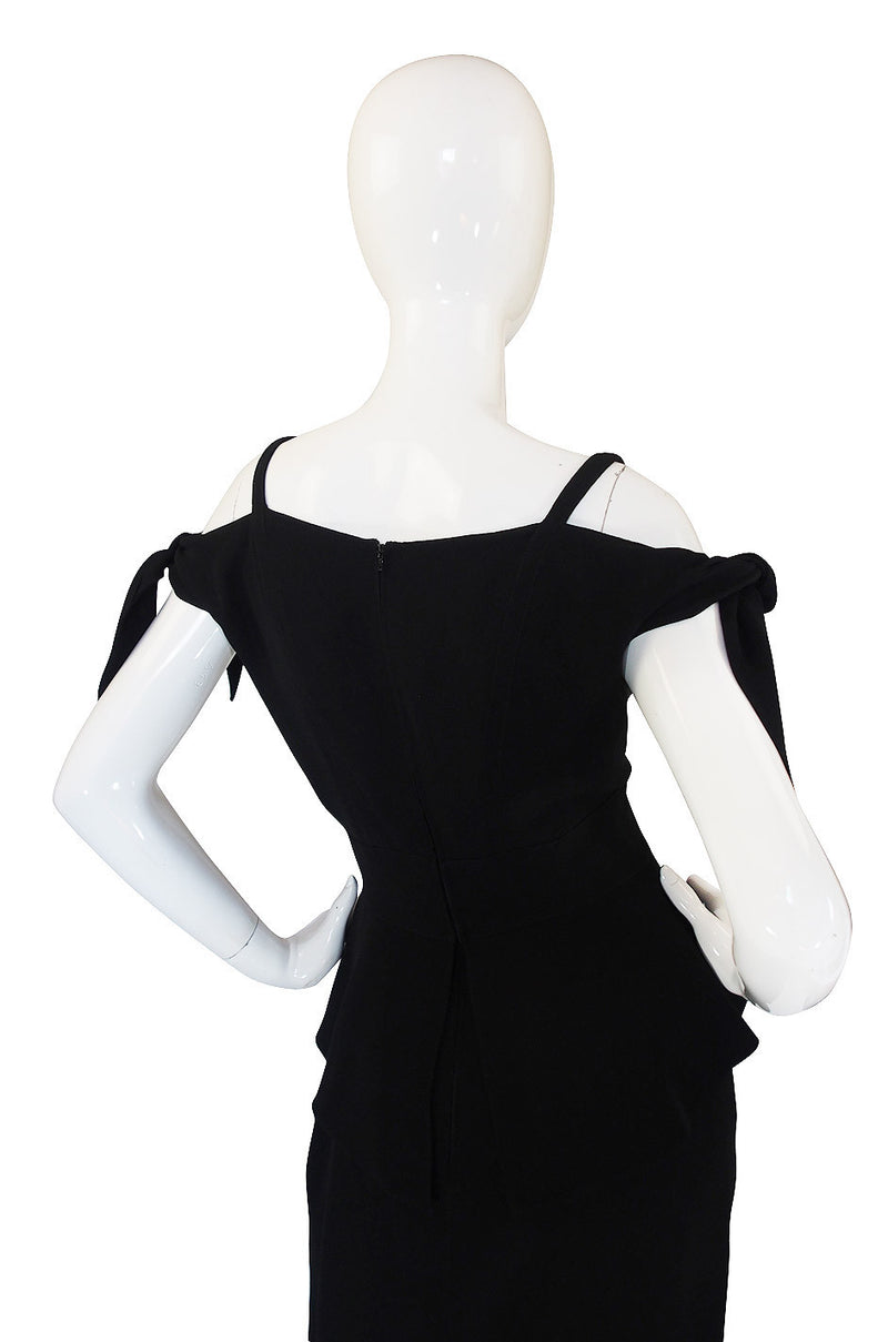 1980s Claude Montana Fitted Peplum Dress