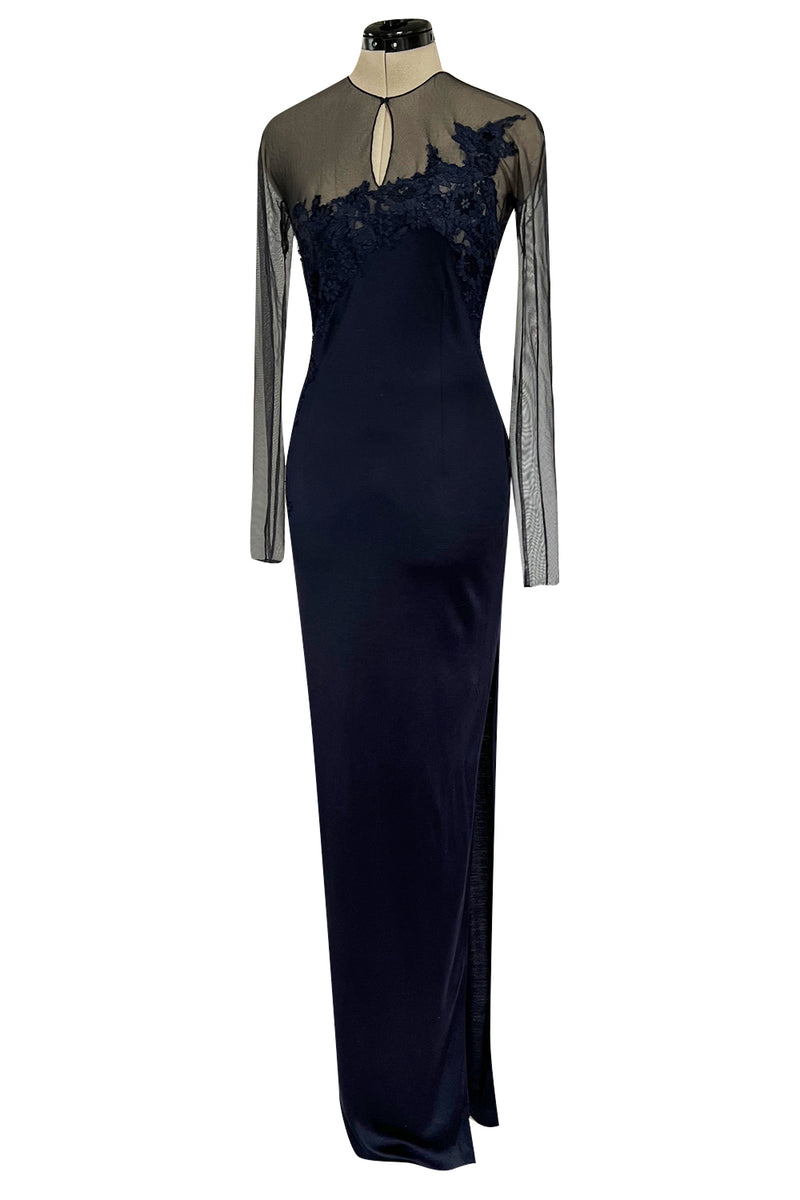 Incredible Early 2000s John Anthony Couture Blue Silk Jersey Dress w S Shrimpton Couture Incredible Early 2000s John Anthony Couture Blue Silk Jersey Dress w S Shrimpton Couture