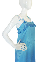 1970s Blue Zandra Rhodes Lingerie Dress