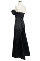 Spring 1996 Vivienne Westwood Bow Front Black Silk Satin Strapless Corset Dress