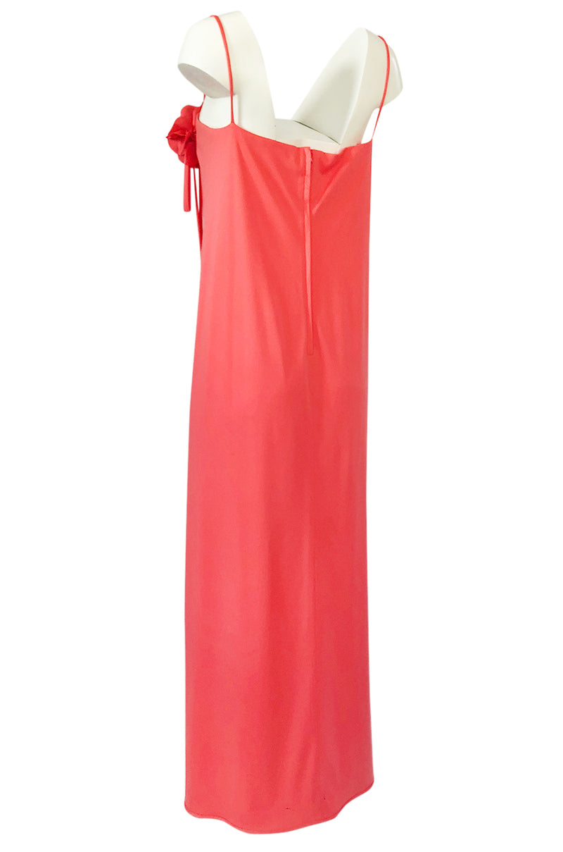 1970s Jack Bryan Layered Coral Jersey Full Length Maxi Dress