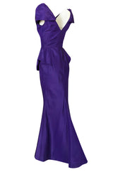 A/W 2013 Oscar De La Renta Runway Sculptural Purple Silk Dress