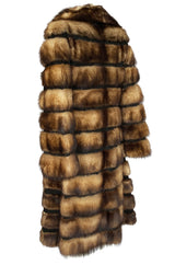 c.1966 Pierre Cardin Fitch Fur & Black Suede Flared Sleeve Coat
