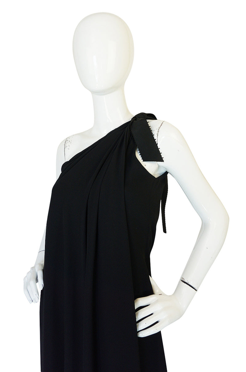 1980s Bill Blass One Shoulder Dress
