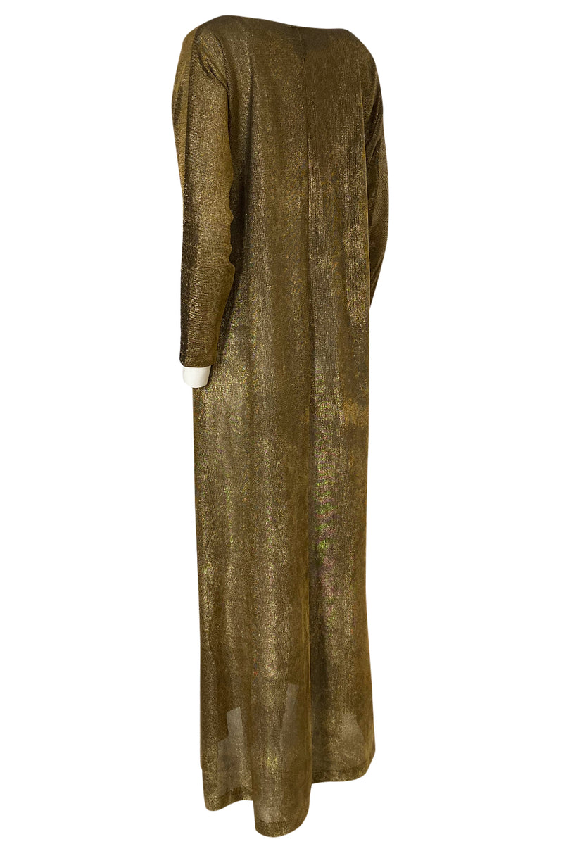1970s Halston Deep Copper Gold Metallic Lame Lurex Caftan Dress Shrimpton Couture 1970s Halston Deep Copper Gold Metallic Lame Lurex Caftan Dress Shrimpton Couture