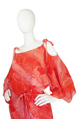 1970s Layered Silk Chiffon Travilla Maxi Dress