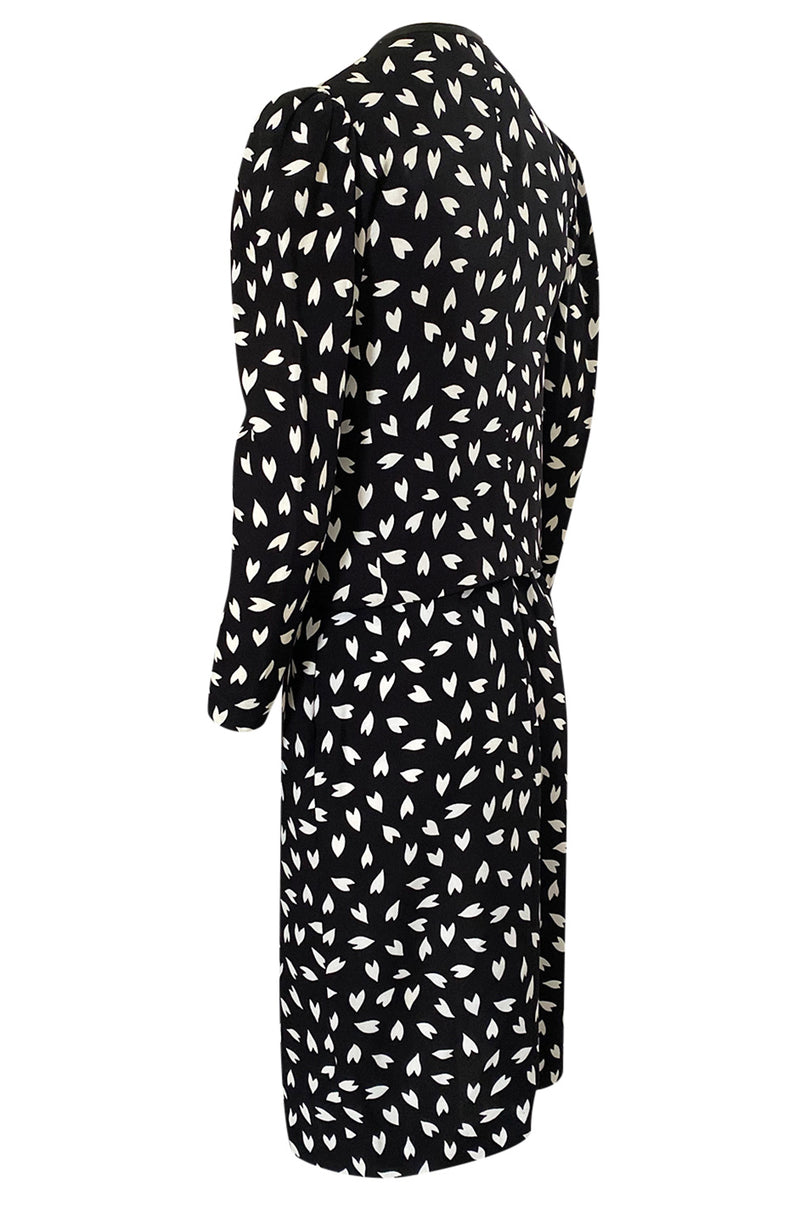 Fall 1982 Yves Saint Laurent Heart Print Black & White Suit Set