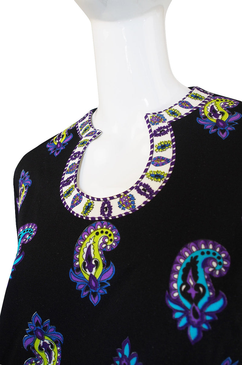 1960s Pretty Mr Dino Print Jersey Dress