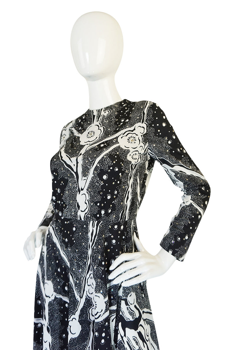 1960s Donald Brooks Rhinestone Scattered Jersey Dress