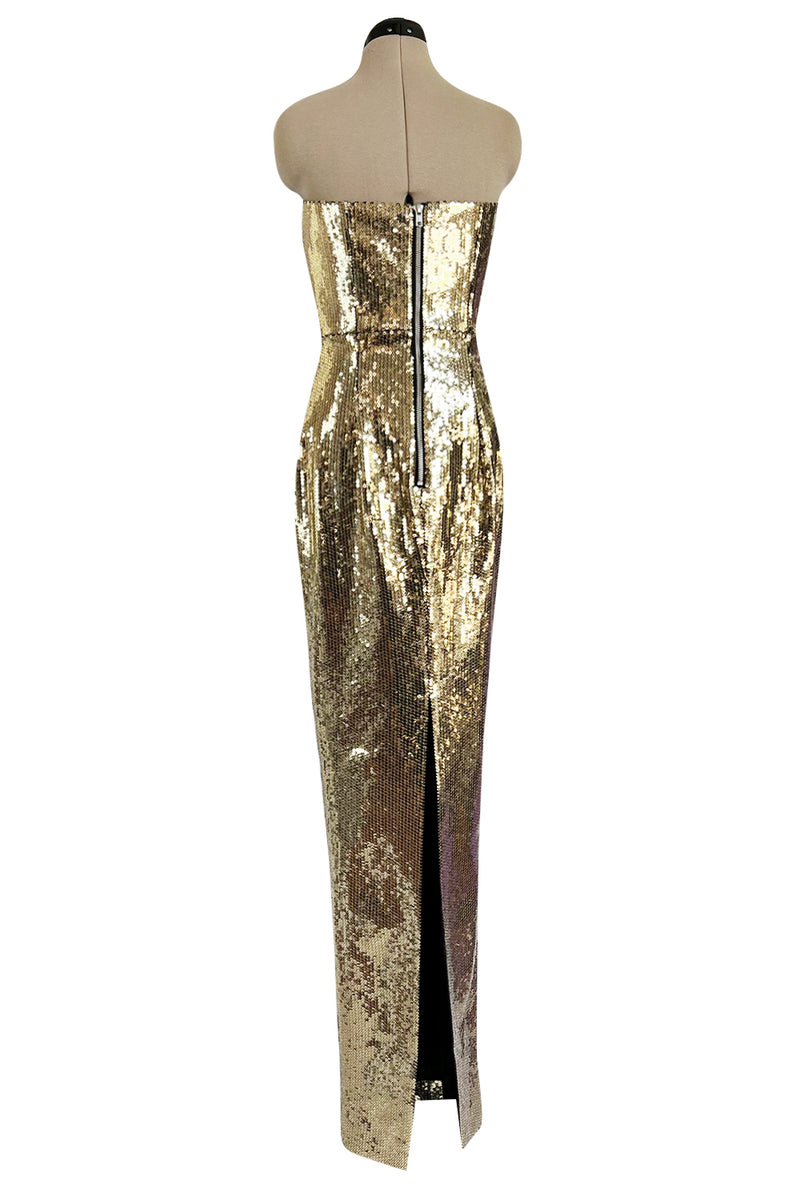 Resort 2020 Alex Perry Supermodel Long Strapelss Gold Sequin 'Howard' Dress