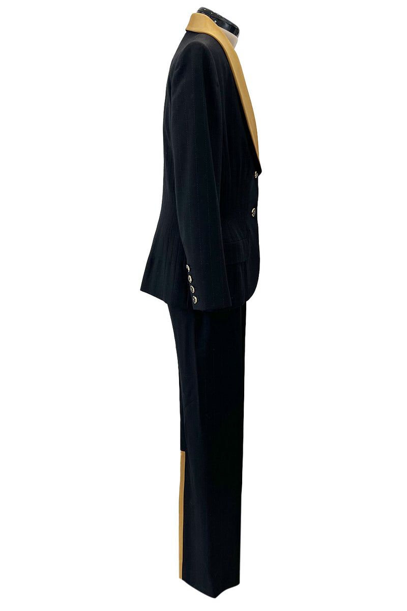 Incredible Fall 2000 Givenchy by Alexander McQueen Haute Couture Runway Pinstripe Three Piece Suit