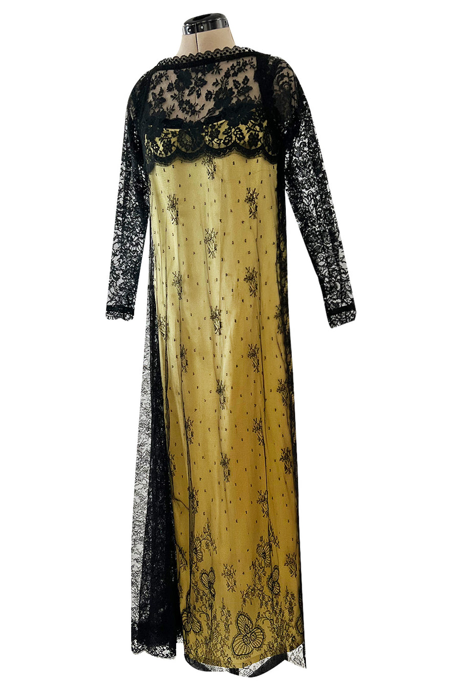 Fall 1997 Christian Lacroix Runway Black Lace Over Dress w a Slinky Si –  Shrimpton Couture