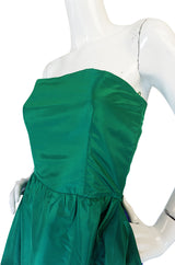 1980s Numbered Lanvin Brilliant Green & Blue Silk Dress