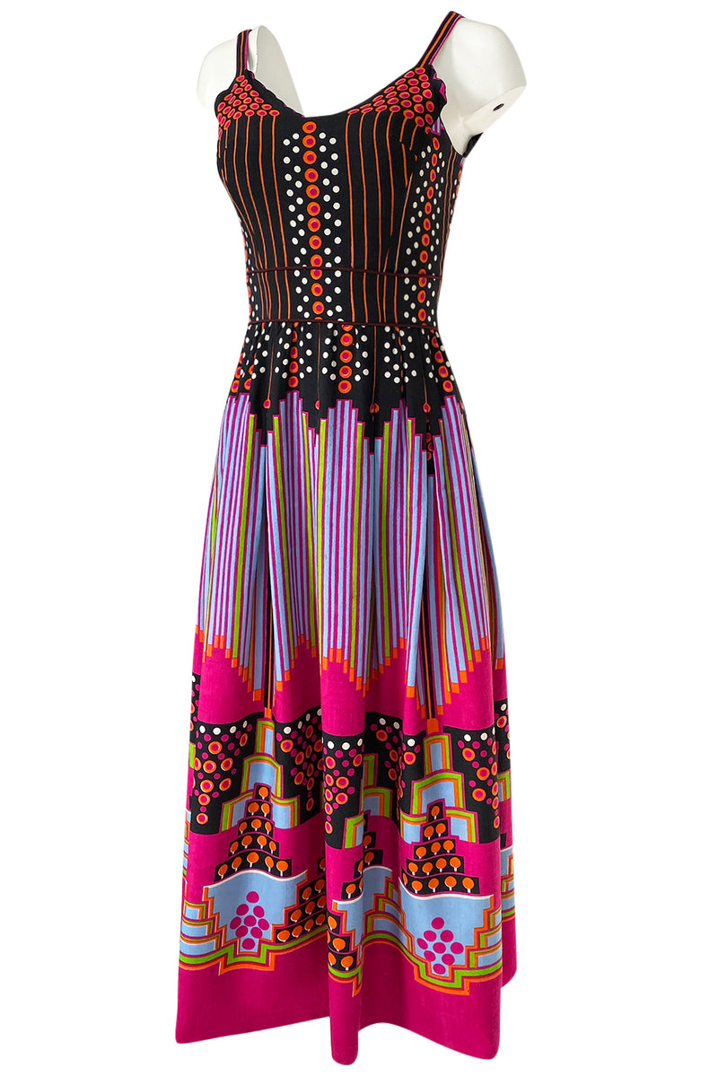 c.1974 Lanvin by Jules-Francois Crahay Pretty Printed Dress w Scarf