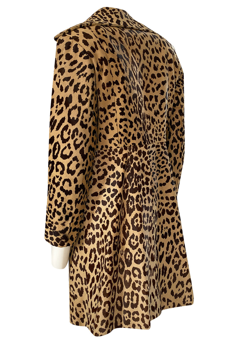 1960s Ginatai Mexican Leopard Print Pony Coat w Flap Pockets