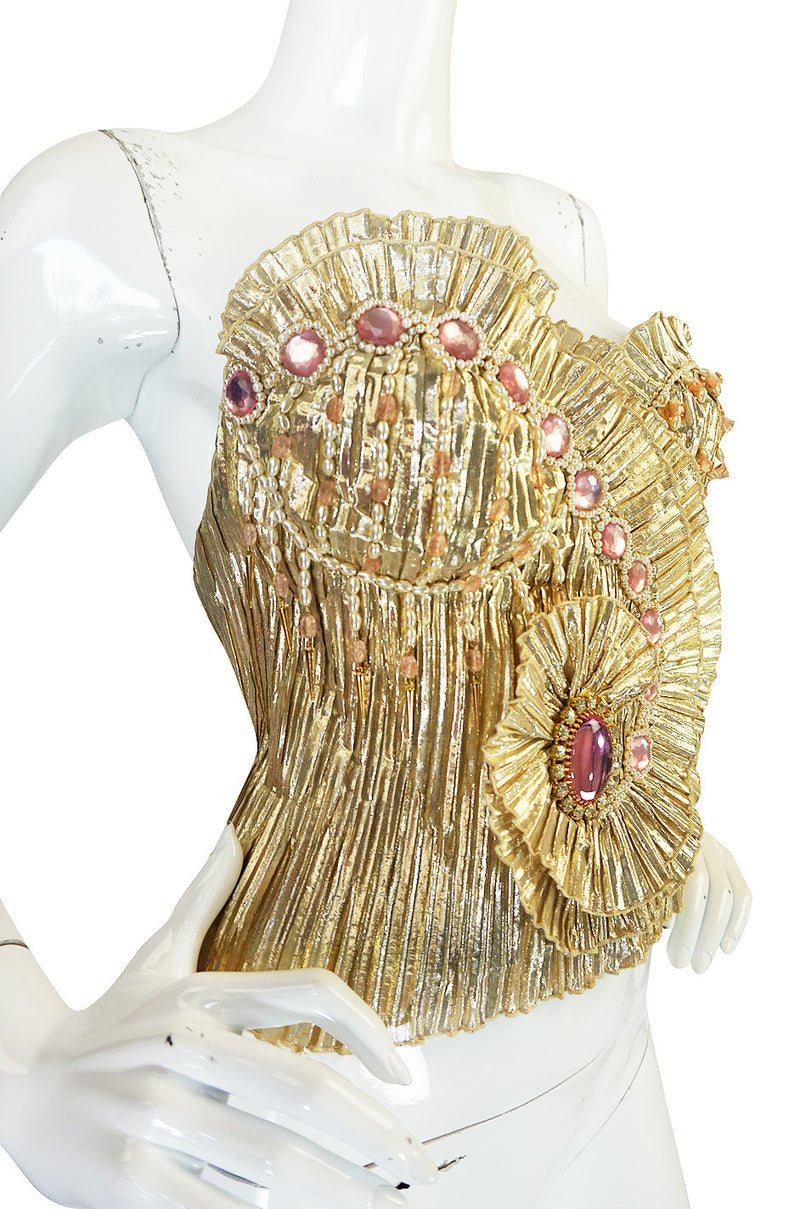 1980s One of a Kind Anthony Ferrara Gold Bead Bustier