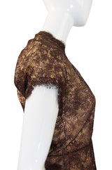 1980s Fine Geoffrey Beene Iridescent Lace Dress