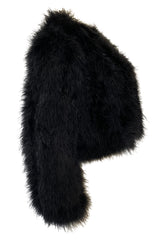 1970s Unlabeled Soft & Fluffy Black Feather Cropped 'Chubby' Jacket