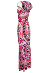 Recent 2000s Emilio Pucci Sleeveless Pink Printed Silk Jersey Dress New w Tags