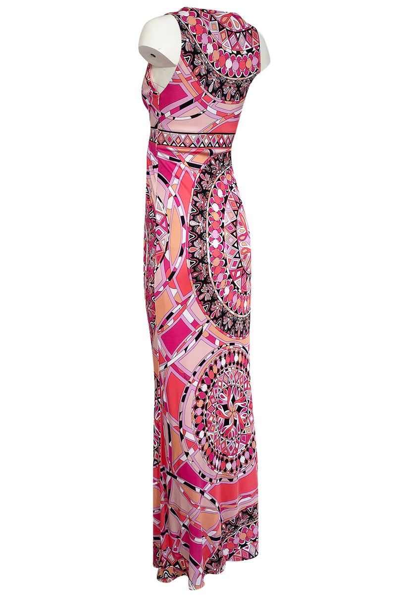 Recent 2000s Emilio Pucci Sleeveless Pink Printed Silk Jersey Dress New w Tags