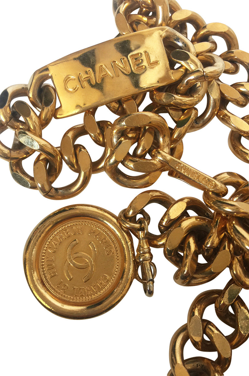 1990s Chanel Gold Tone Logo ID Belt or Necklace