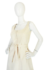 c1972 Halston Ultrasuede Zip Front Dress in Cream
