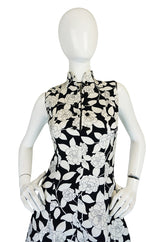 1960s Donald Brooks Black & White Floral Print  Dress