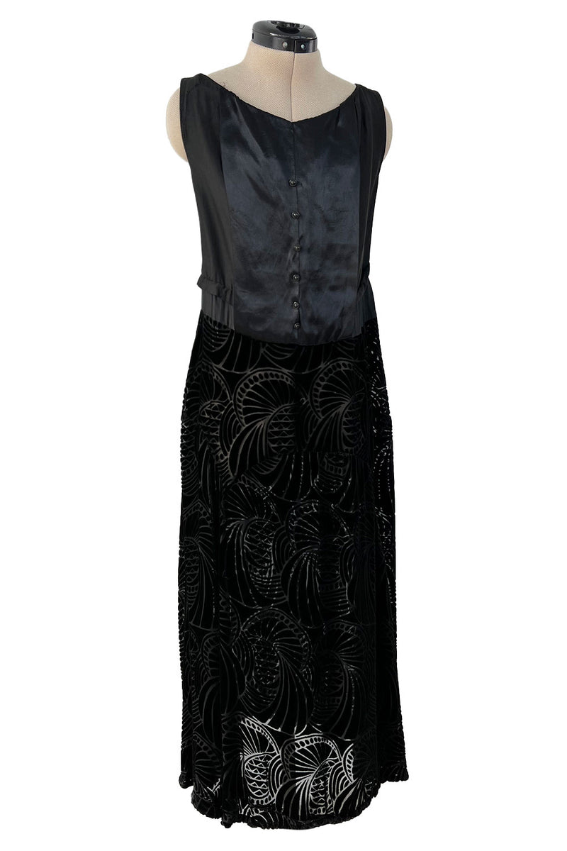 Stunning 1930s Part Transparent Art Deco Pattern Cut Velvet Dress & Matching Jacket