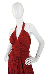 Rare 1960s Burnt Amber Silk Backless Annacat Dress