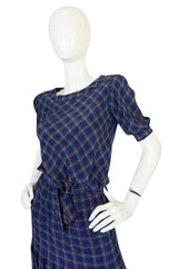 Early 1980s Chanel Silk Drawstring Top & Pleated Skirt Set