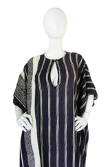 1970s Graphic Black & White Bill Tice Caftan Cover Up