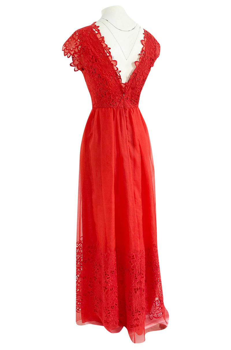 Resort 2015 Alberta Ferretti Red Silk Organza & Embroidered Lace Open – Shrimpton Couture