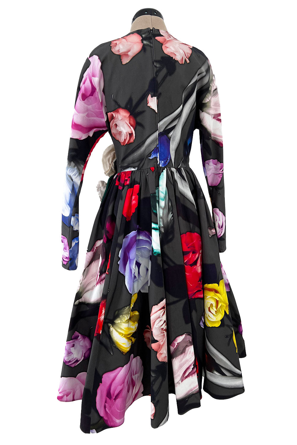 Gorgeous Fall 2019 Prada Cotton Floral Dress with Elaborate Floral App Shrimpton Couture