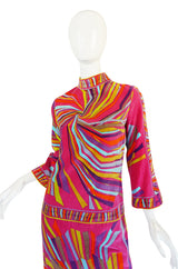 1960s Spectacular Vivid Pink Swirl Pucci Velvet Dress