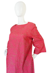 1960s Hand Embroidered B. Cohen Pink Caftan Dress