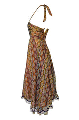Museum Exhibited 1970 Thea Porter Couture Dress in Silk & Beads
