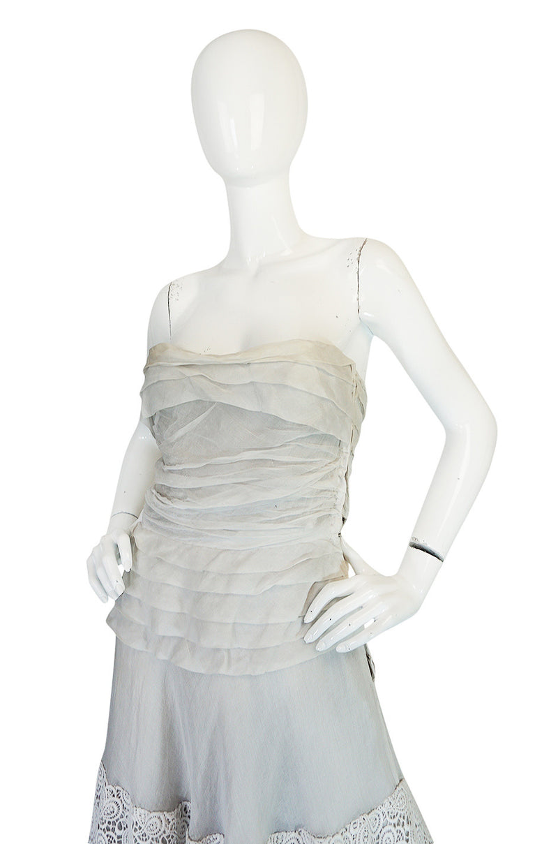 1950s Hardy Amies Couture Fine Silk Organza & Lace Dress