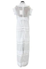 Pristine Mid 2000s Givenchy by Riccardo Tisci White Cotton Gauze & Lace Dress w Matching Underdress