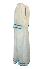 c1968 Thea Porter Embroidered Ivory & Brocade 'Faye' Dress