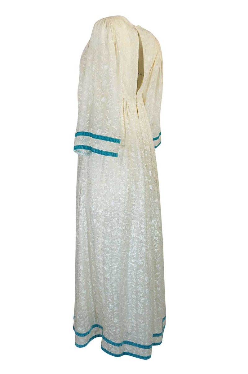c1968 Thea Porter Embroidered Ivory & Brocade 'Faye' Dress