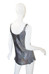 1970s Halston Silver Sequin Tank & Jacket