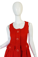 1960s Geoffrey Beene Boutique Red Linen Dress