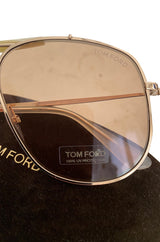 Tom Ford 'Connor-02' Oversized Metal Gold Toned Aviator Sunglasses