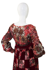 1960s Metallic & Velvet Malcolm Starr Maxi Dress