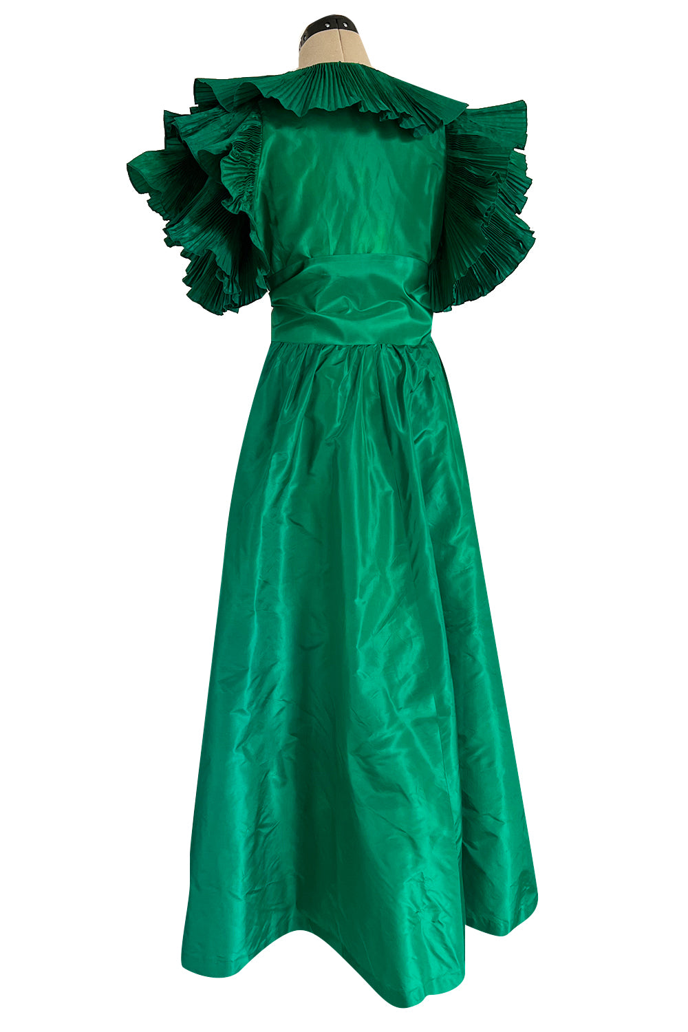 80s green dress 1980s Paul-Louis Orrier Emerald Silk Taffeta Couture w Ext – Shrimpton Couture 80s party dresses